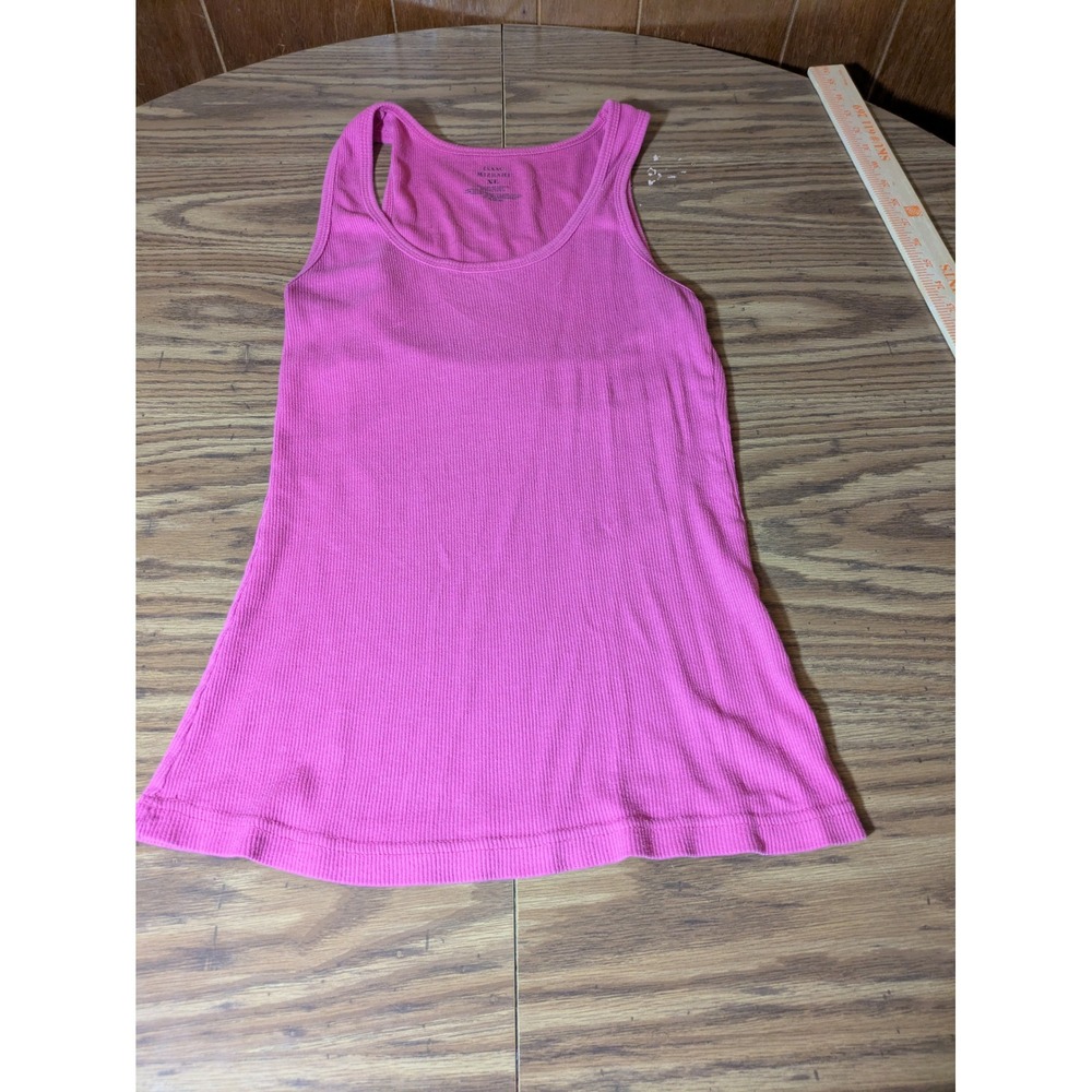 Isaac Mizrahi Pink Ribbed Tank Top Womens XL Sleeveless Cotton Blend Scoop Neck